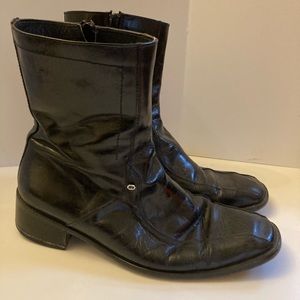 Vintage Black Leather Zip Heeled Men’s “El Camino” Boots Made in Mexico Men 8.5